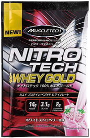 MUSCLETECH NITROTECH 100% WHEY GOLD 1箱（20g×15包）  ホワイトストロベリー風味