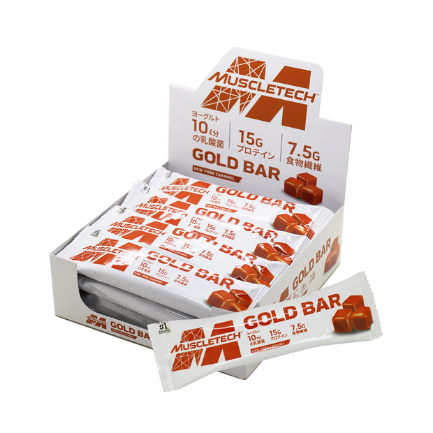 MUSCLETECH GOLD BAR　ニューヨークキャラメル風味 1本×12入り箱