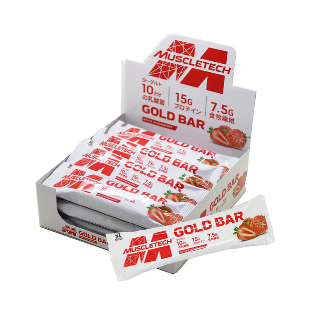 MUSCLETECH GOLD BAR  ホワイトストロベリー風味 1本×12入り箱